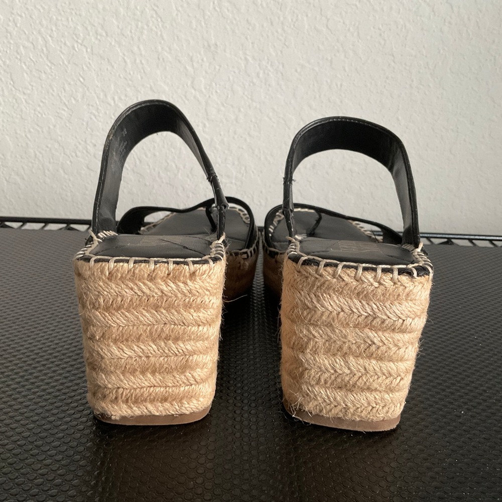 Franco Sarto Clave Black Croc Leather Espadrille Wedge Sandals Womens 7M - Picture 9 of 13